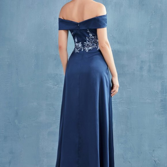 Off the Shoulder Satin Gown ALA0955 - Picture 2 of 3